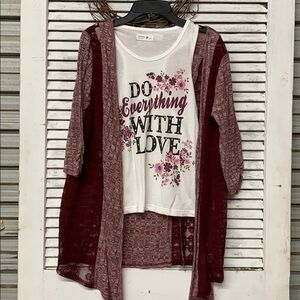 Beautees Long Cardigan and Tank Top size XL